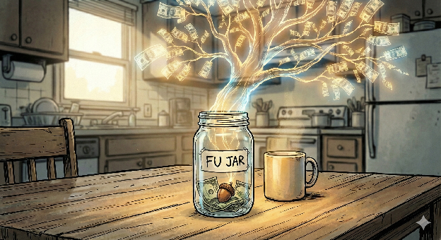 The Multiplication — small wins stacking up, the $10 FU jar